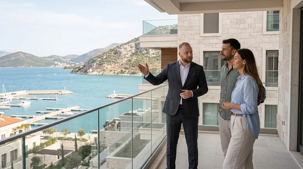 Prohlídka moderní investiční nemovitosti na Luštici s výhledem na Jadran