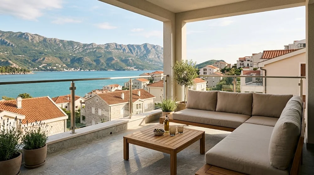 Moderní apartmán u moře na pobřeží Černé Hory