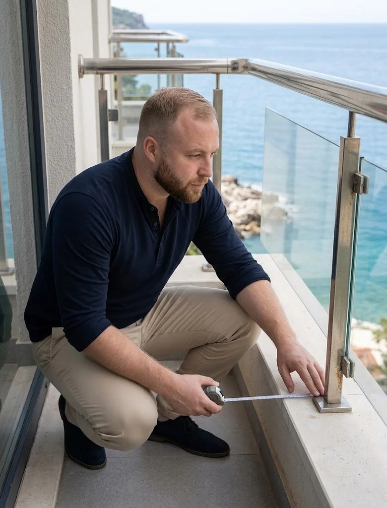Technická kontrola apartmánu u moře kvůli vlhkosti a korozi